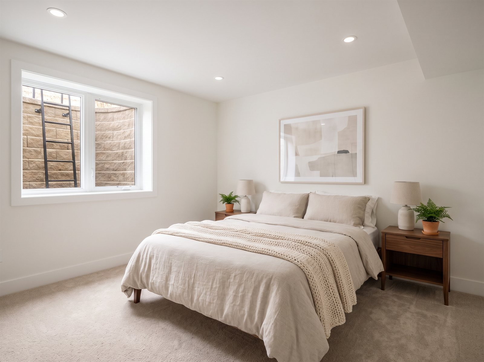 Basement bedroom with egress window in Chelsea