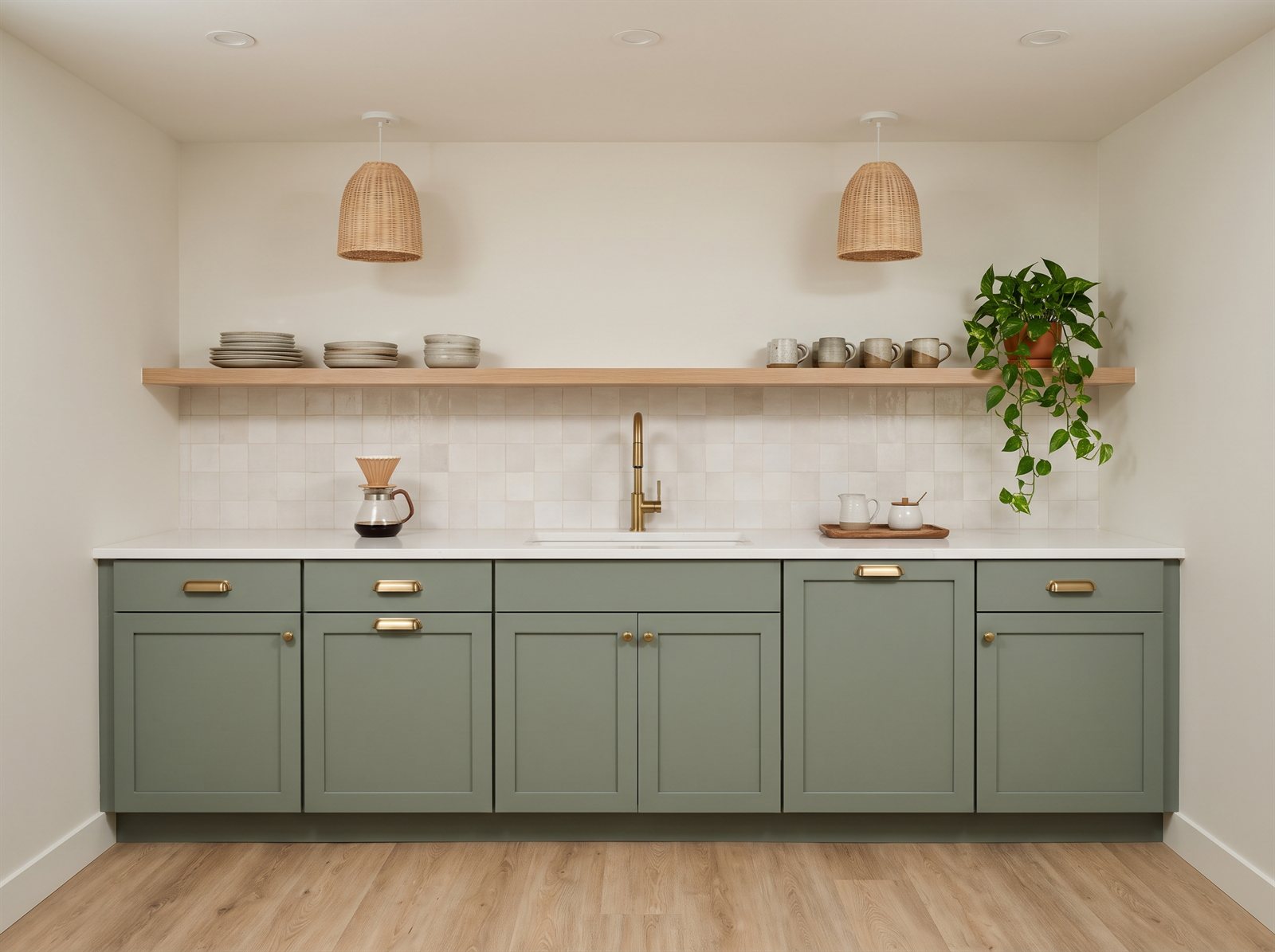 Basement kitchenette and coffee nook in Chelsea